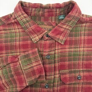 Orvis Flannel Shirt Mens L Red Green Plaid Shacket Chore Jacket Cotton
